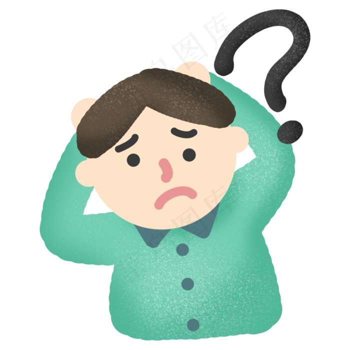 问号疑惑思考的男孩,免抠元素(2362*2362px 300 dpi )psd模版下载