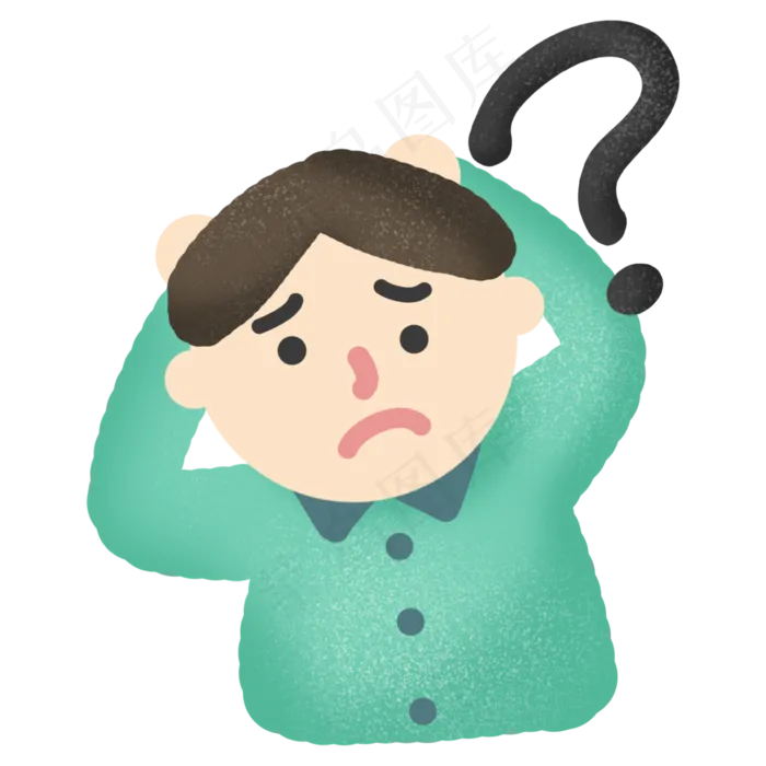 问号疑惑思考的男孩,免抠元素(2362*2362px 300 dpi )psd模版下载