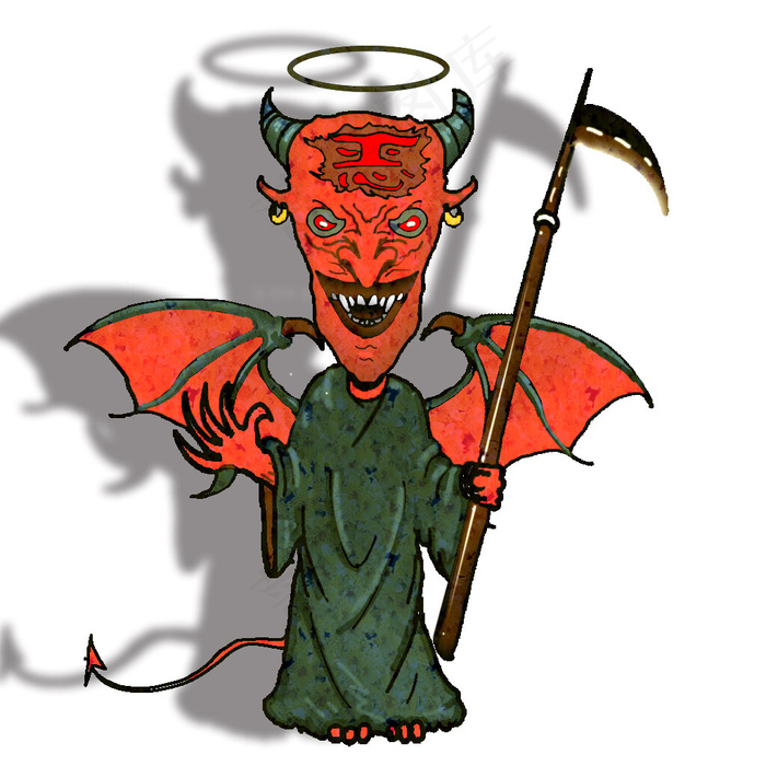 手绘万圣节恐怖恶魔透明底可商用,免抠元素