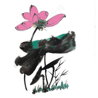 水墨植物荷花手绘素材