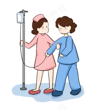 医疗健康医患关系护士扶患者吊瓶