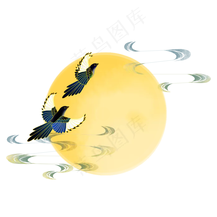 七夕国潮风格喜鹊(2000X2000(DPI:300))psd模版下载