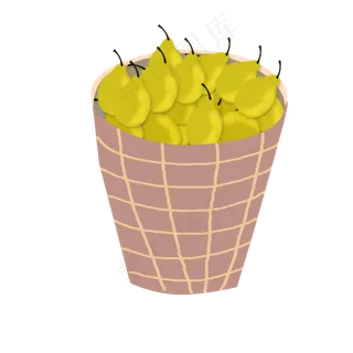 卡通手绘一筐梨设计可商用元素