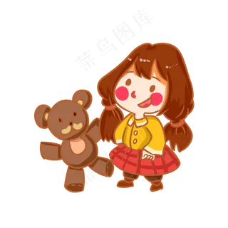 儿童节开心的女孩手绘