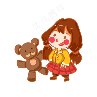 儿童节开心的女孩手绘