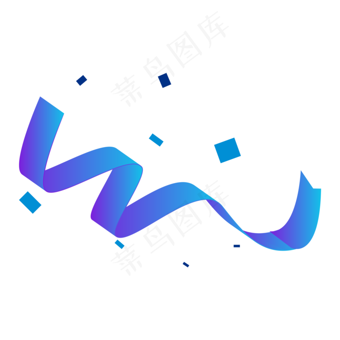 蓝色彩带飘带,免抠元素