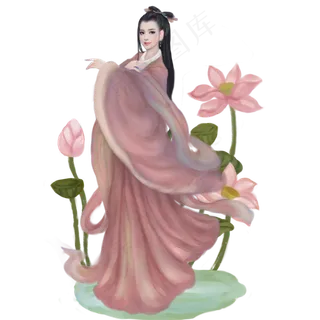 中国风荷花女子