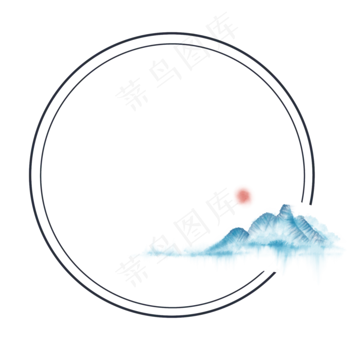 中国风水墨山水边框(2000X2000(DPI:300))psd模版下载