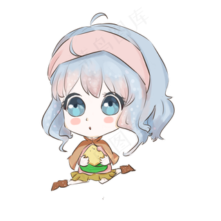 小女孩端午节吃粽子可爱风板绘