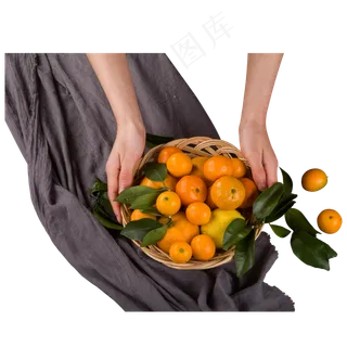 灰色一篮子橘子食物元素