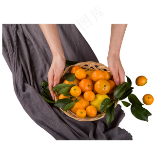 灰色一篮子橘子食物元素