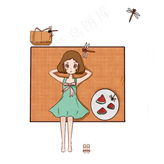 二十四节气夏至女孩户外野餐