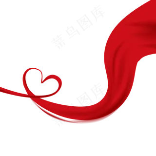 心形飘扬的红绸,免抠元素