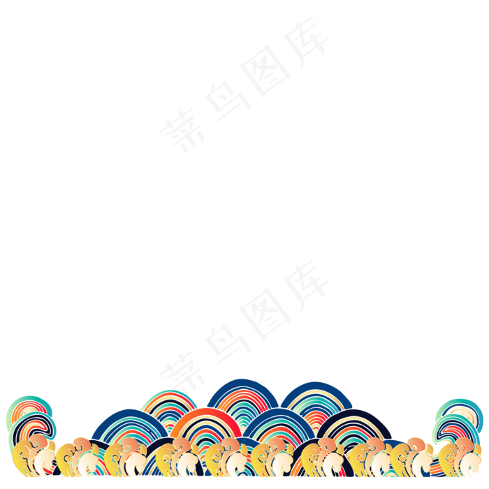 国潮彩色云纹海浪底纹(2000*2000px 300 dpi )ai矢量模版下载