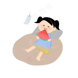 二十四节气之处暑夏日西瓜女孩