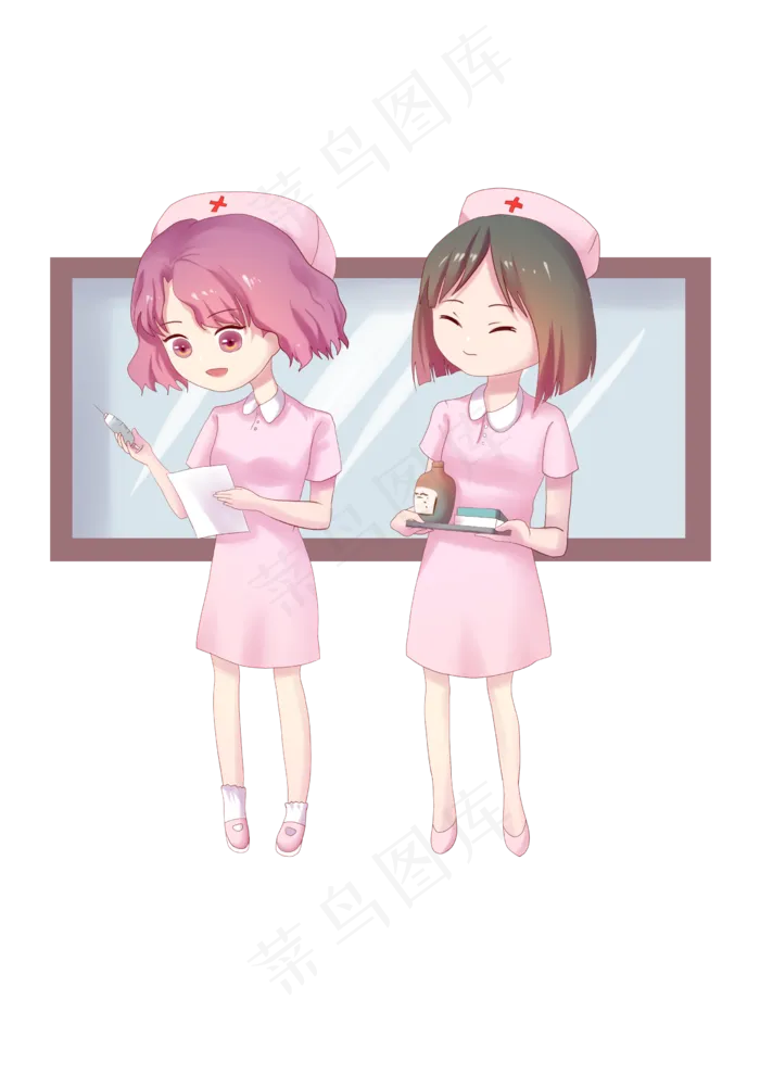 三八妇女节女神节正在准备打针的,免抠元素(2480X3508(DPI:300))psd模版下载