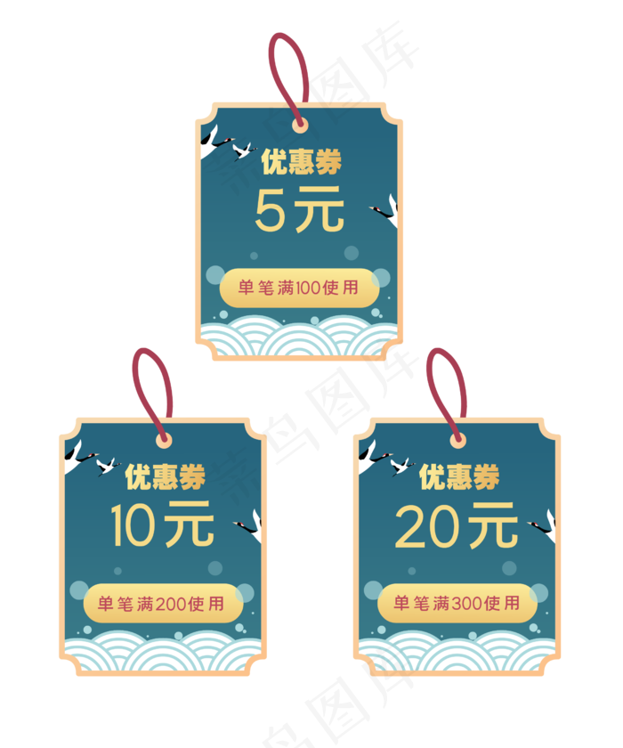 电商国潮优惠券(2500*3000px 300 dpi )ai矢量模版下载