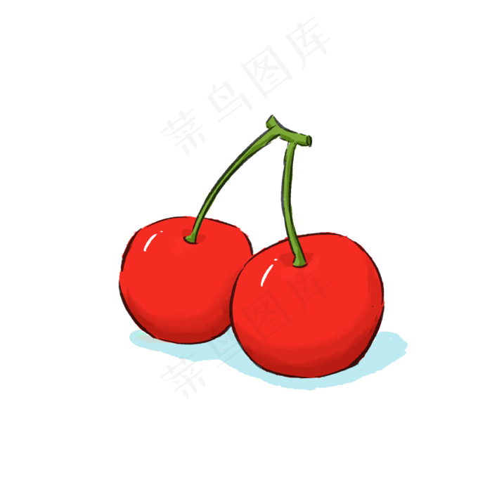 樱桃水果元素手绘水彩可商用元素(2000X2000(DPI:300))psd模版下载