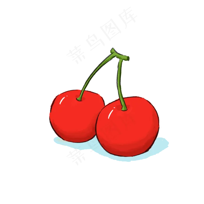 樱桃水果元素手绘水彩可商用元素(2000X2000(DPI:300))psd模版下载