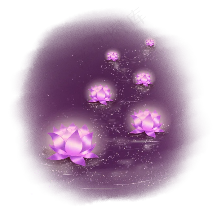 花灯河灯古风唯美手绘元素(2000X2000(DPI:300))psd模版下载