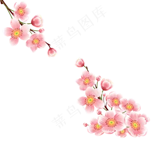 赏樱季清新唯美手绘风矢量樱花,免抠元素