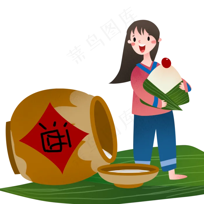 喝米酒的小女孩(2000X2000(DPI:299))psd模版下载