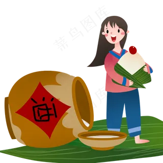 喝米酒的小女孩