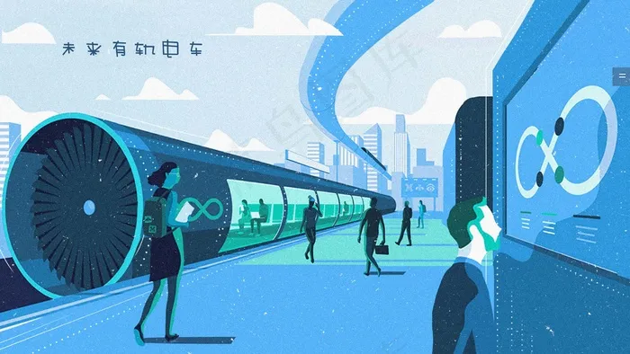 科学技术未来科技电车轨道未来动车