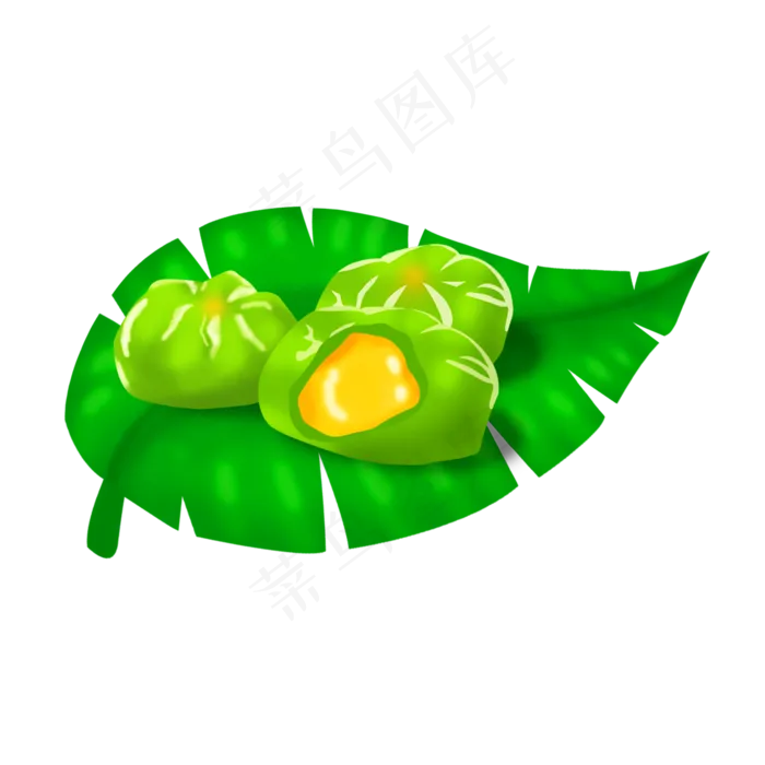 卡通绿色青团免扣(2000X2000(DPI:300))psd模版下载
