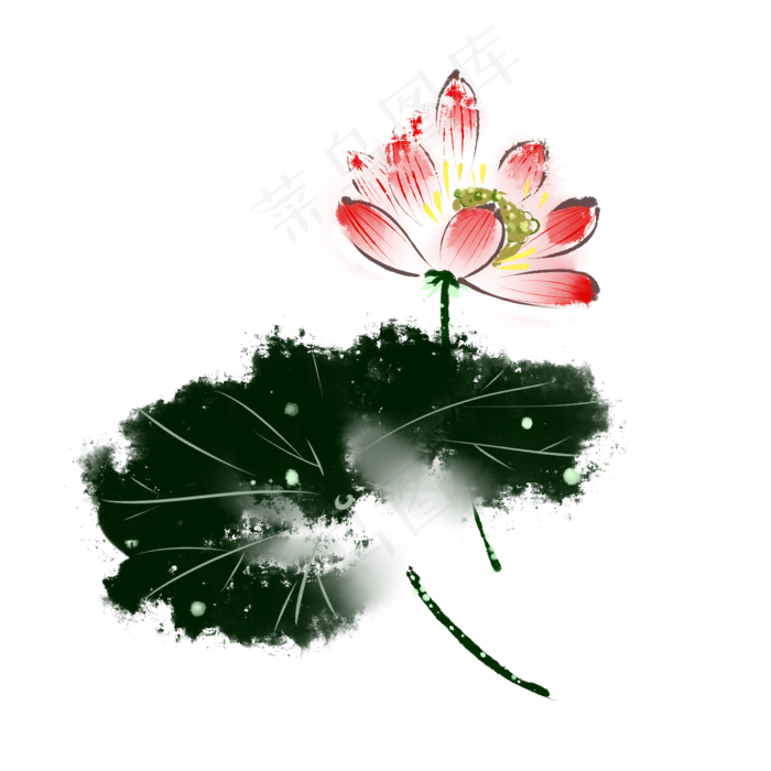 中国风水墨荷花(2000X2000(DPI:299))psd模版下载