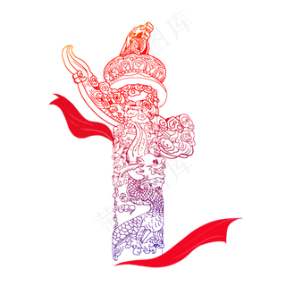 华表剪纸装饰,免抠元素