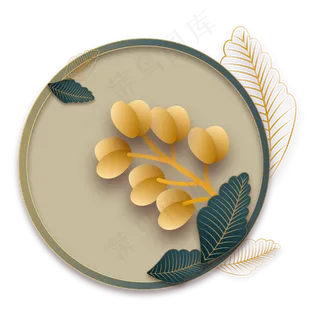 新中式后现代树叶边框