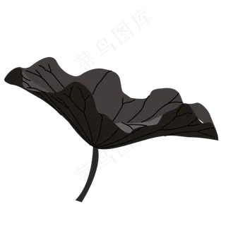卡通黑色不同形状的荷叶