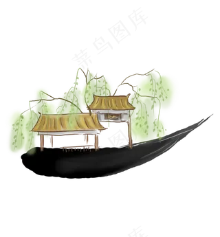 春天古风水墨文字框