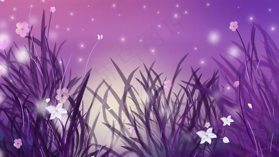 星空繁花唯美夜空花海