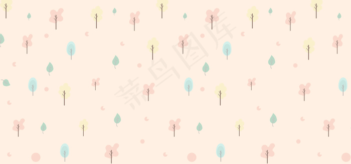 可爱卡通手绘小树背景