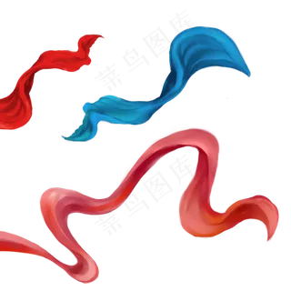 红色丝带蓝色丝带飘带丝绸,免抠元素