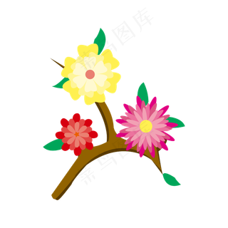 矢量手绘免扣花朵