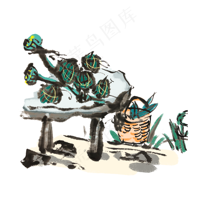 端午节包粽子手绘