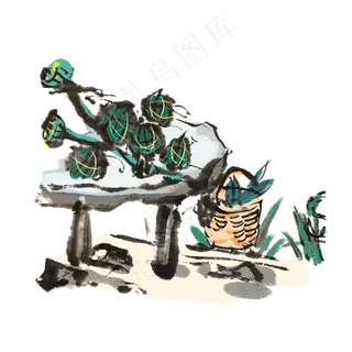 端午节包粽子手绘