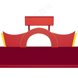 C4D中国风红色立体展台设计,免抠元素