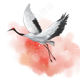唯美水彩飞鹤
