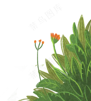 手绘卡通花草植物元素