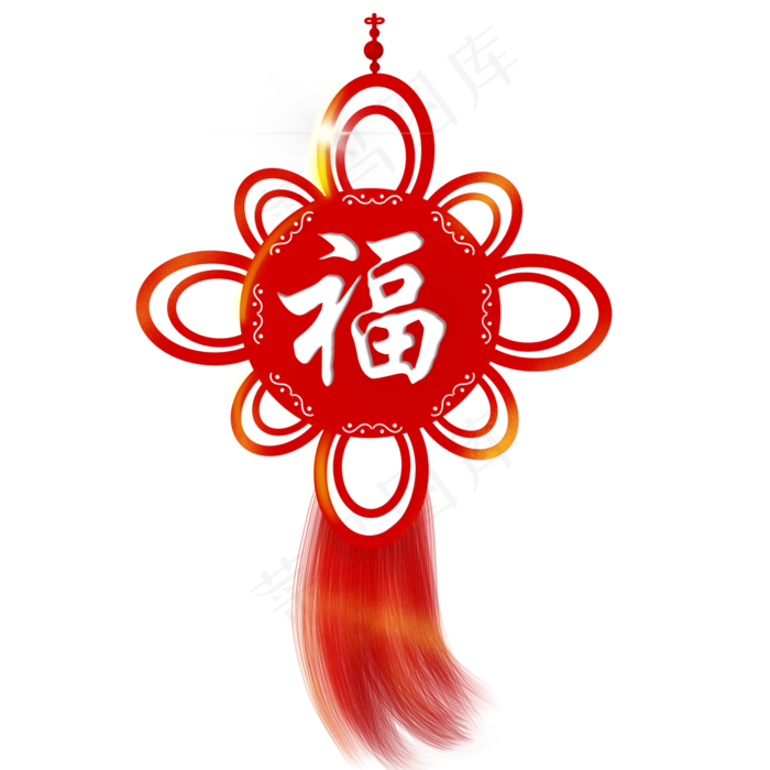中国结红色线条挂件,免抠元素(2048*2048px 300 dpi )ai矢量模版下载