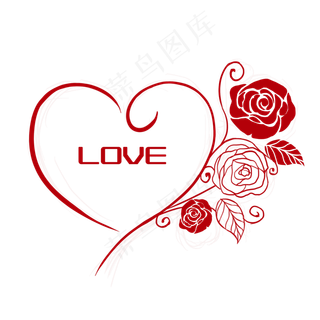 玫瑰花爱喜字贴婚房装饰,免抠元素