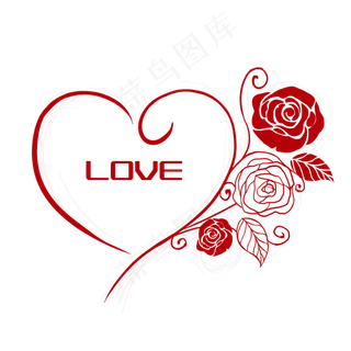 玫瑰花爱喜字贴婚房装饰,免抠元素