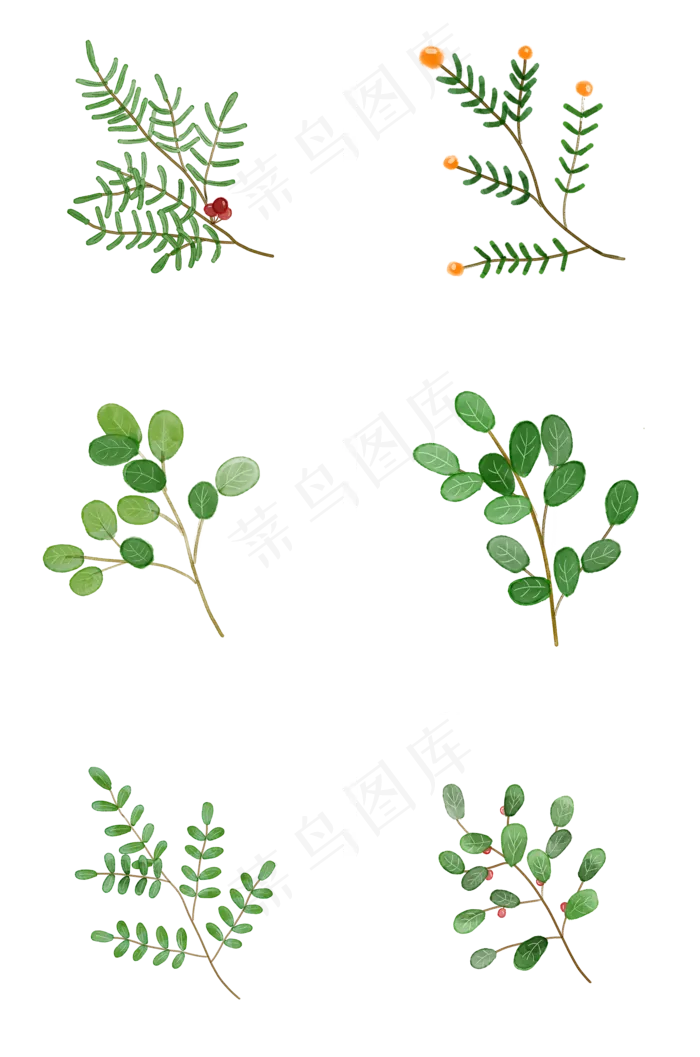 水彩植物绿叶手绘风小清新(2000X3020(DPI:300))psd模版下载