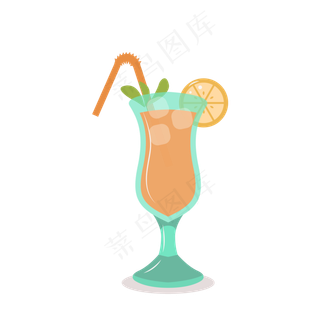 手绘夏日暑假夏天水果橙汁素材