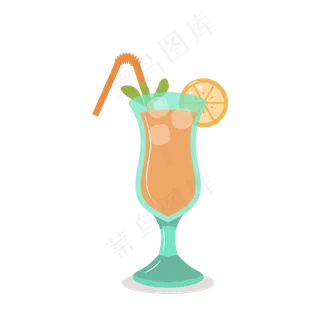 手绘夏日暑假夏天水果橙汁素材