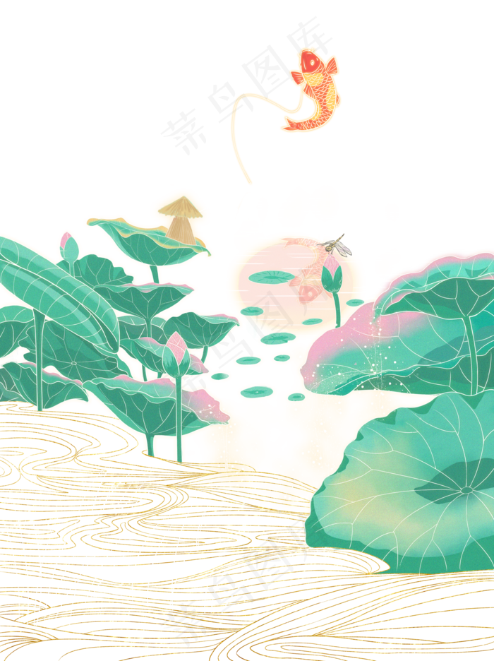 立夏荷花锦鲤垂钓梦幻夏日